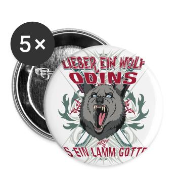 Lieber ein Wolf Odins als ein Lamm Gottes - Buttons klein 25 mm (5er Pack) - Weiß - Vorne