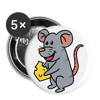 Mouse Cheese Rodent Mouse Hunger Pets Baby - Buttons small 1''/25 mm (5-pack) - white - Front