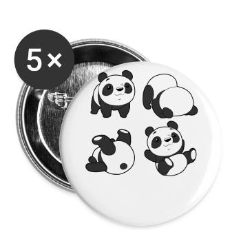 Panda Bär Sport Yoga Pandas Turnen Gymnastik Teddy - Buttons klein 25 mm (5er Pack) - Weiß - Vorne