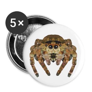 Polygon Spinne Spinnen Insekten Haustier Kinder - Buttons klein 25 mm (5er Pack) - Weiß - Vorne