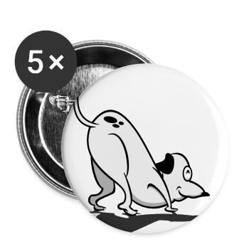 Komischer Hund / Sniffing Cartoon Dog (DDP) - Buttons small 1''/25 mm (5-pack) - white - Front