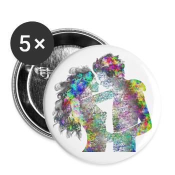 Loving couple psychedelic - Buttons small 1''/25 mm (5-pack) - white - Front