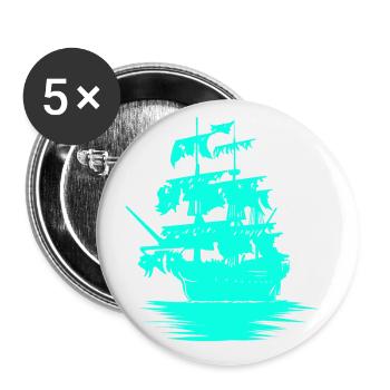 Sailing Ship Seafaring Fantasy Maritime Dinghy - Buttons small 1''/25 mm (5-pack) - white - Front