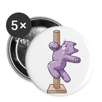 Lustige Pole Dance Katze - Buttons klein 25 mm (5er Pack) - Weiß - Vorne