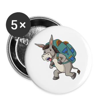 Esel Packesel Maultier Muli Donkey Geschenk - Buttons klein 25 mm (5er Pack) - Weiß - Vorne
