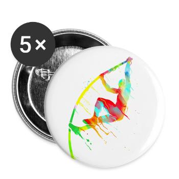 Stabhochsprung Leichtathletik Stabspringer - Buttons klein 25 mm (5er Pack) - Weiß - Vorne