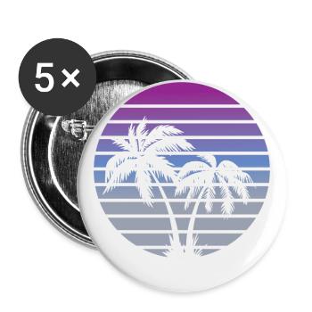 80s miami style beach palms - Buttons small 1''/25 mm (5-pack) - white - Front