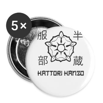 hattori hanzo kanji with japanese style crest - Buttons small 1''/25 mm (5-pack) - white - Front