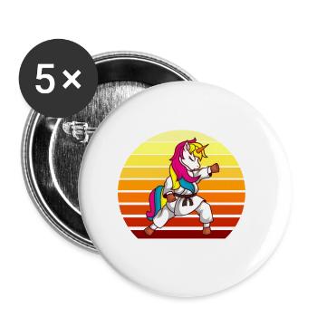 Kampfsport | Karate Kung Fu Taekwondoo - Buttons klein 25 mm (5er Pack) - Weiß - Vorne
