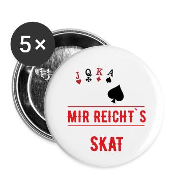 Skat Geschenk | Skatkarten Skatspieler - Buttons klein 25 mm (5er Pack) - Weiß - Vorne