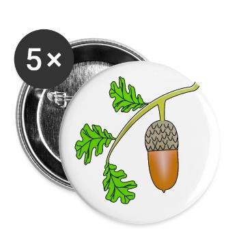 Chêne feuille de gland - Lot de 5 petits badges (25 mm) - blanc - Devant