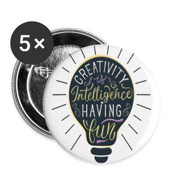 Creativity Is Intelligence Having Fun - Buttons klein 25 mm (5er Pack) - Weiß - Vorne
