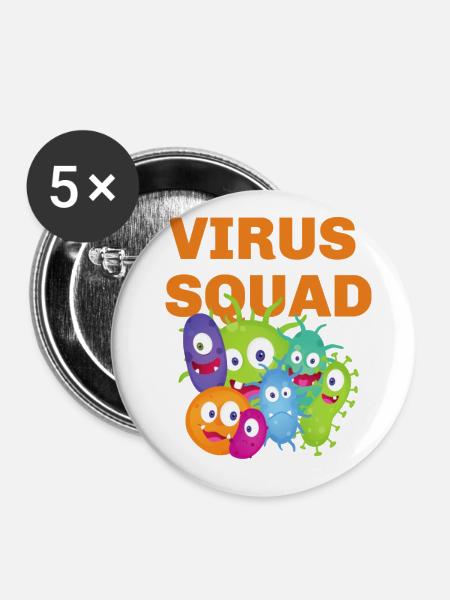Team Virus - Buttons klein 25 mm (5er Pack) - Weiß
