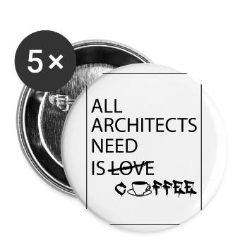 Architekt Spruch Kaffee - Buttons klein 25 mm (5er Pack) - Weiß - Vorne