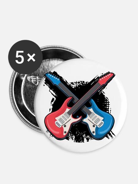Musik Lieder Gitarre - Buttons klein 25 mm (5er Pack) - Weiß