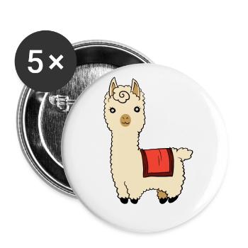 Alpaga lama alpaga chameau animal doux duveteux - Lot de 5 petits badges (25 mm) - blanc - Devant