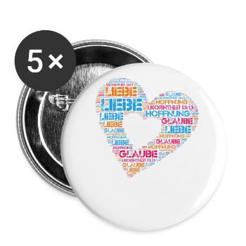 Christian sayings faith, hope, love - Buttons small 1''/25 mm (5-pack) - white - Front