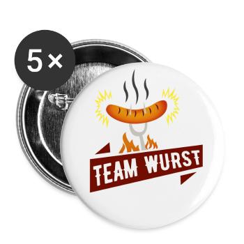 Team Wurst Bratwurst Fans Grillmeister - Buttons small 1''/25 mm (5-pack) - white - Front