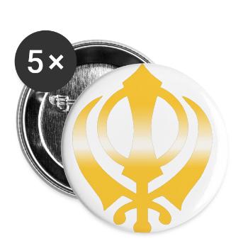 Khanda - Gold - Buttons klein 25 mm (5er Pack) - Weiß - Vorne