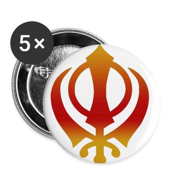 Khanda - Gold Red Mix - Buttons klein 25 mm (5er Pack) - Weiß - Vorne