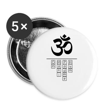 Om Mani Padme Hum Buddhismus Meditation Lifestyle - Buttons klein 25 mm (5er Pack) - Weiß - Vorne
