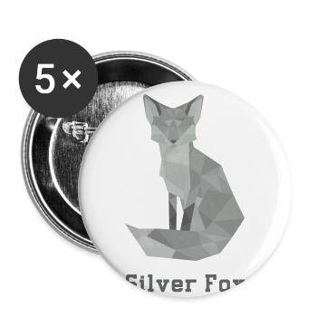 Silber Fuchs, abstakt - Buttons klein 25 mm (5er Pack) - Weiß - Vorne
