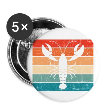 Silhouette Of Lobster Distressed Design Vintage Co - Buttons klein 25 mm (5er Pack) - Weiß - Vorne