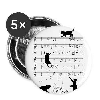 Cat Music Sheet Music - Buttons small 1''/25 mm (5-pack) - white - Front