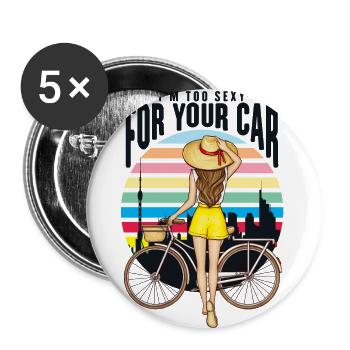 Fahrrad Frau Bike Radsport Geschenk - Buttons klein 25 mm (5er Pack) - Weiß - Vorne