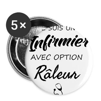 Je suis un infirmier avec option râleur - Lot de 5 petits badges (25 mm) - blanc - Devant
