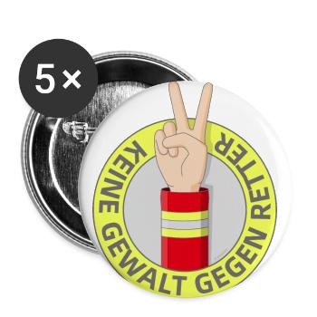 Keine Gewalt gegen Retter - Buttons klein 25 mm (5er Pack) - Weiß - Vorne