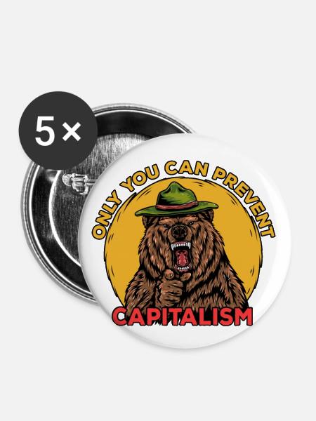Verhindern Sie Sozialismus Bärenhemd - Buttons klein 25 mm (5er Pack) - Weiß