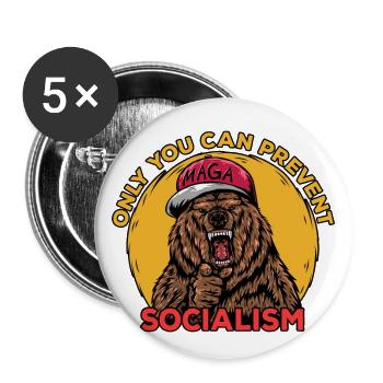 Chemise d'ours empêcher le socialisme - Lot de 5 petits badges (25 mm) - blanc - Devant