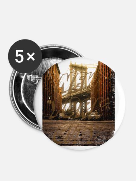 Brooklyn Ney York - Buttons klein 25 mm (5er Pack) - Weiß