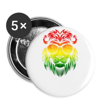 t-shirt jamaïcain couleur lion reggae - Lot de 5 petits badges (25 mm) - blanc - Devant