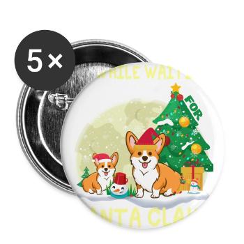 Corgi mich, während ich auf den Weihnachtsmann warte - Buttons klein 25 mm (5er Pack) - Weiß - Vorne