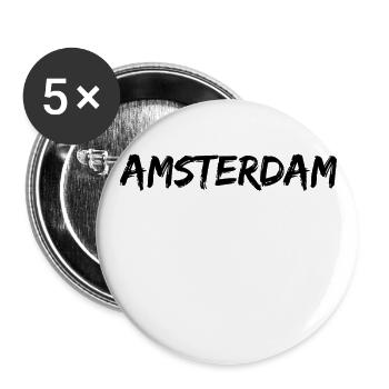 Amsterdam Cool Vintage Retro Font - Buttons small 1''/25 mm (5-pack) - white - Front