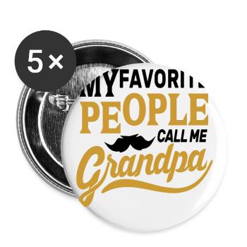 Grandpa - Opa - Buttons klein 25 mm (5er Pack) - Weiß - Vorne