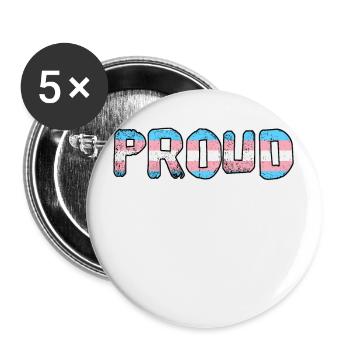 PROUD trans flag LGBTQ - Buttons small 1''/25 mm (5-pack) - white - Front