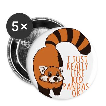 I Just Really Like Red Pandas, Ok! - Buttons klein 25 mm (5er Pack) - Weiß - Vorne