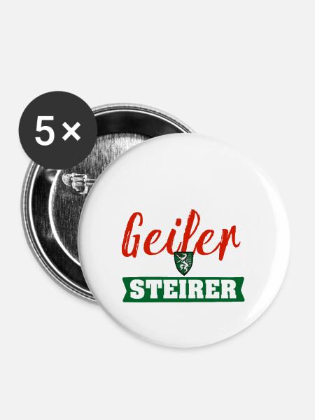 Geil Geiler Steirer - Buttons klein 25 mm (5er Pack) - Weiß