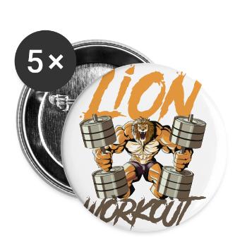 löwe workout fitness gym hanteln - Buttons klein 25 mm (5er Pack) - Weiß - Vorne