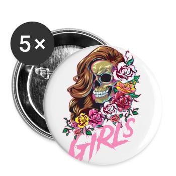 girls tour skelett - Buttons klein 25 mm (5er Pack) - Weiß - Vorne