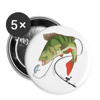 Perch Perch Angler with Wobbler - Buttons small 1''/25 mm (5-pack) - white - Front