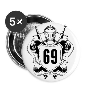 69 Zahl Wappen - Buttons klein 25 mm (5er Pack) - Weiß - Vorne