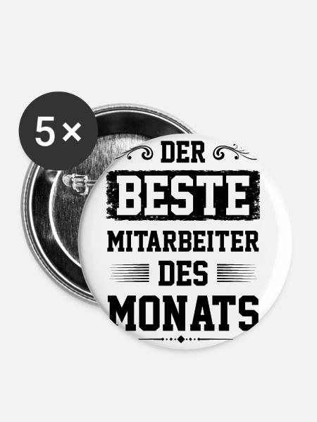 Mitarbeiter des Monats - Buttons klein 25 mm (5er Pack) - Weiß