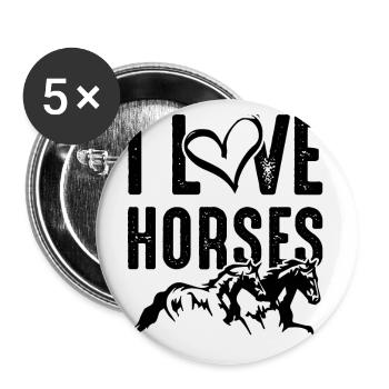 J’adore les chevaux - Lot de 5 petits badges (25 mm) - blanc - Devant