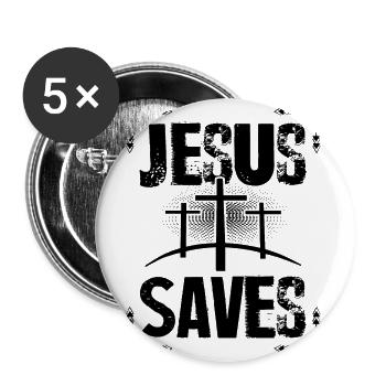 Jésus sauve - Lot de 5 petits badges (25 mm) - blanc - Devant
