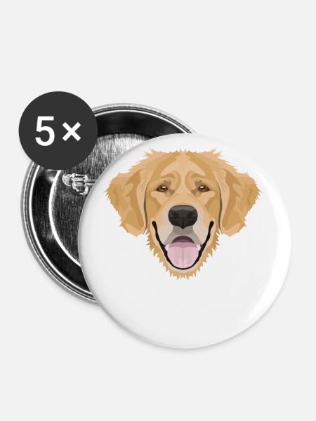 Lächelnder Golden Retriever - Buttons klein 25 mm (5er Pack) - Weiß
