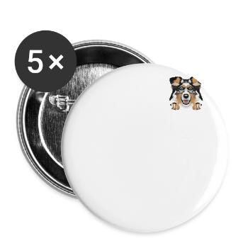 Australian Shepherd in der Brusttasche - Buttons klein 25 mm (5er Pack) - Weiß - Vorne